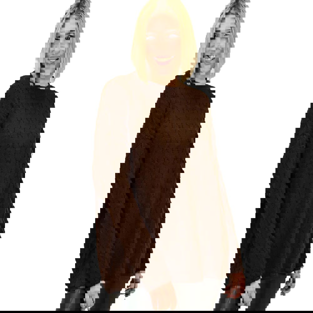 Γυναικείο πλεκτό πουλόβερ με σχέδιο Καφέ 18679