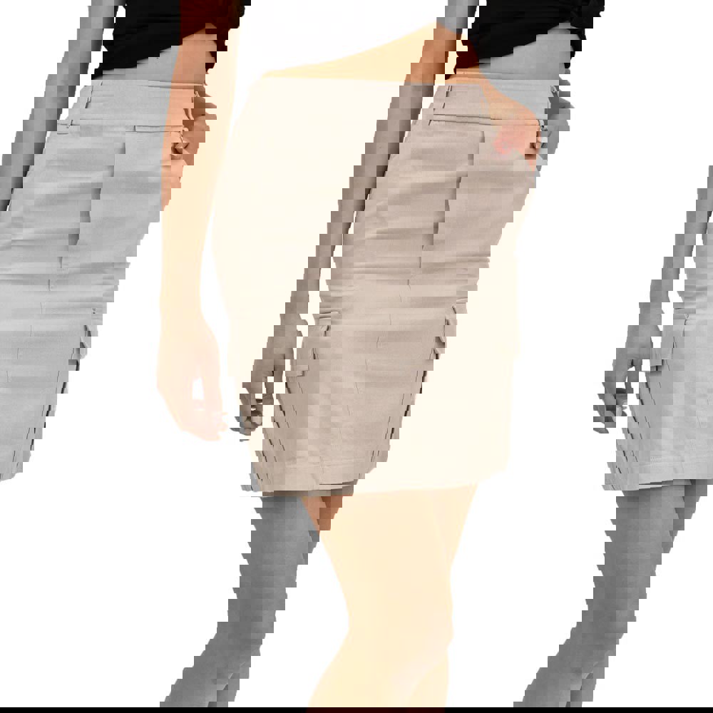 Υφασμάτινη φούστα με τσέπες Μπεζ 3179