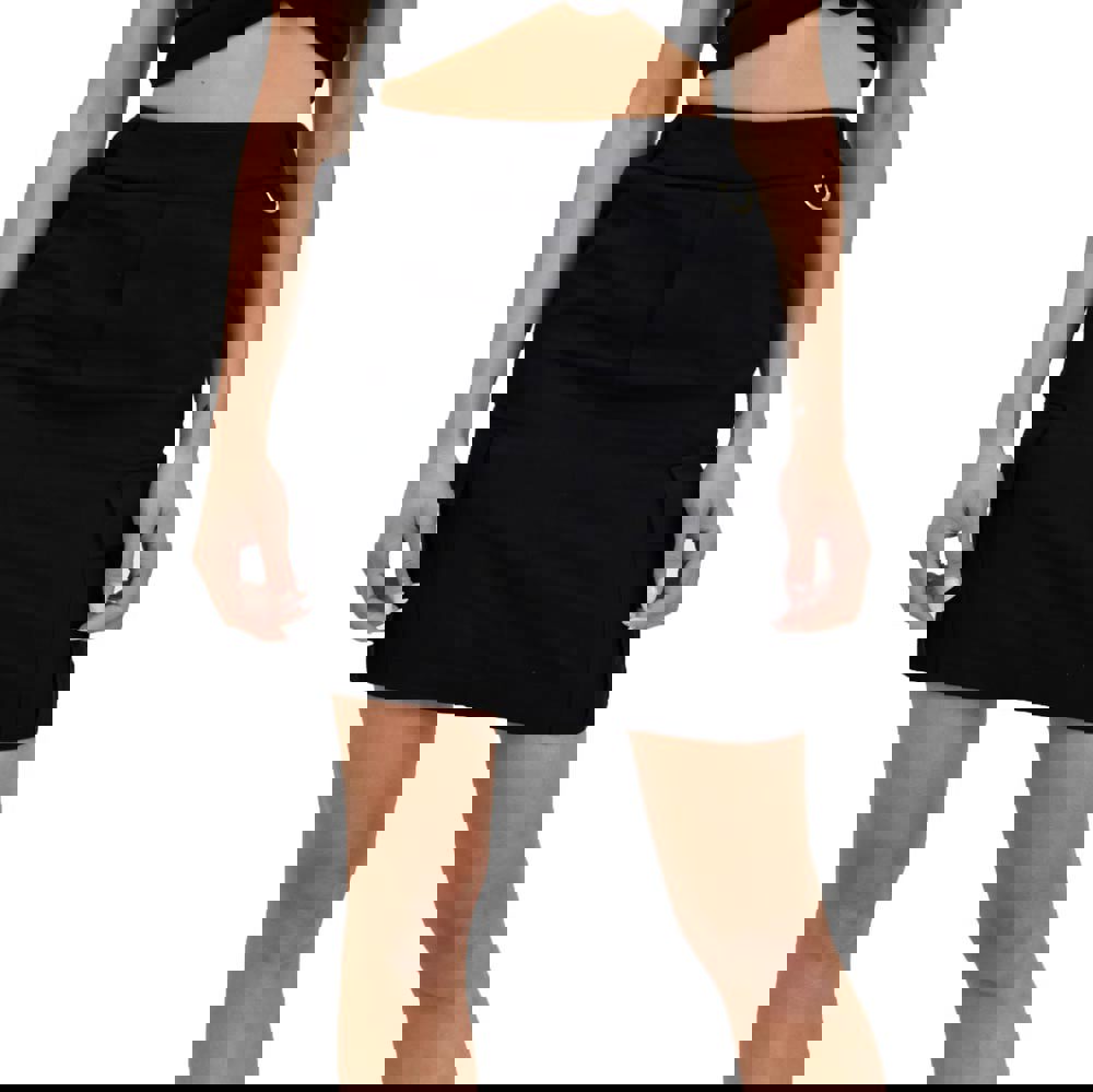 Υφασμάτινη φούστα με τσέπες Μαύρο 3181