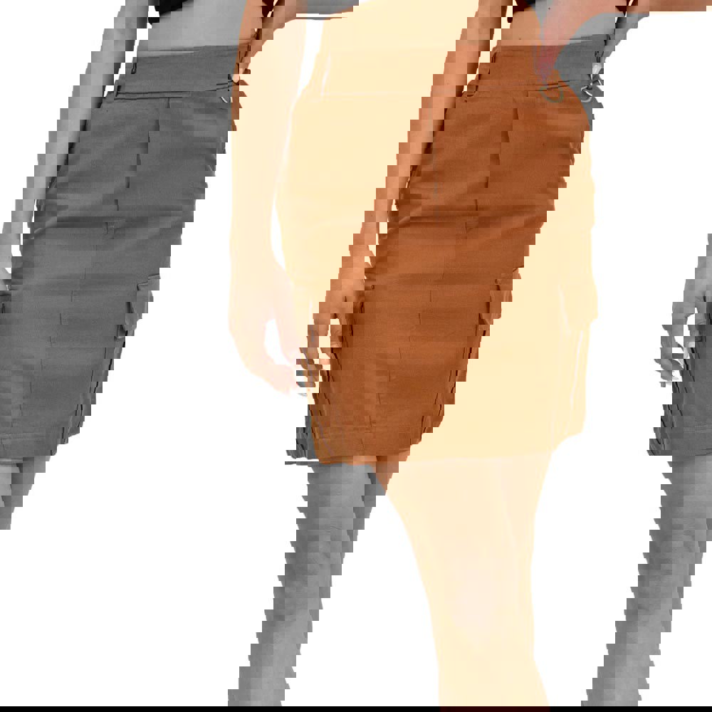 Υφασμάτινη φούστα με τσέπες Καφέ 3178