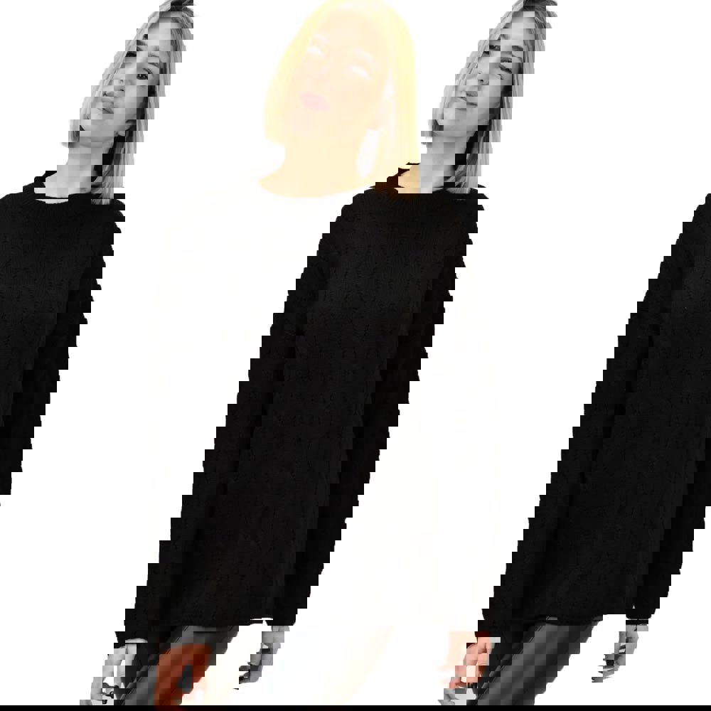 Γυναικείο πλεκτό πουλόβερ με σχέδιο Μαύρο 18677