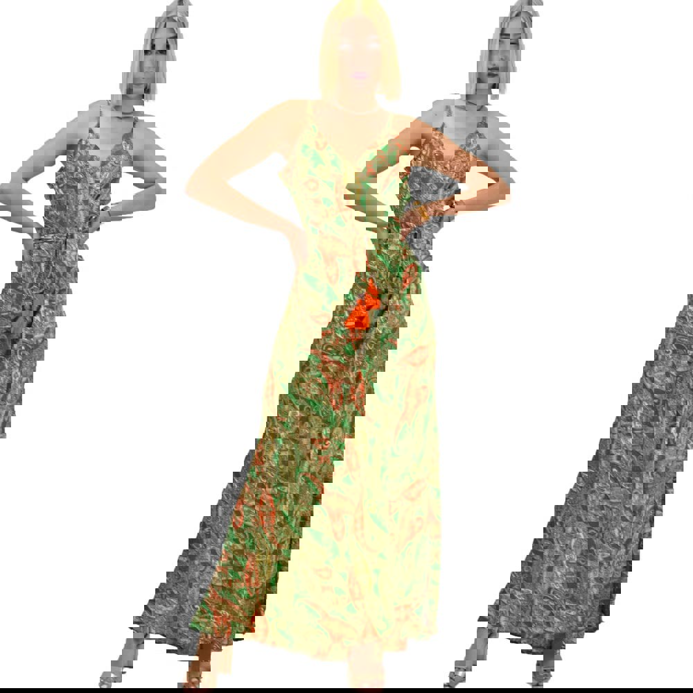 Γυναικείο boho φόρεμα με κρόσια maxi Πράσινο 20950