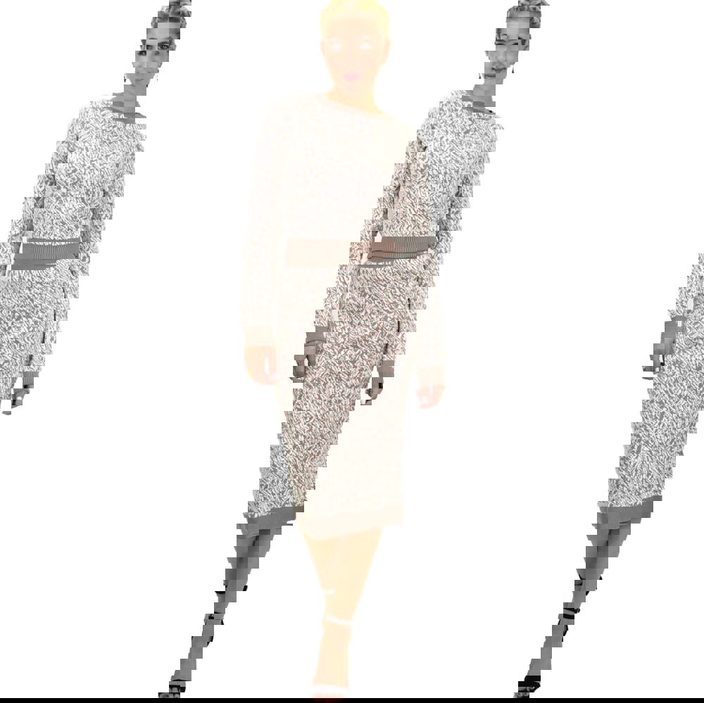 Γυναικείο πλεκτό σετ animal print Μπεζ 22123