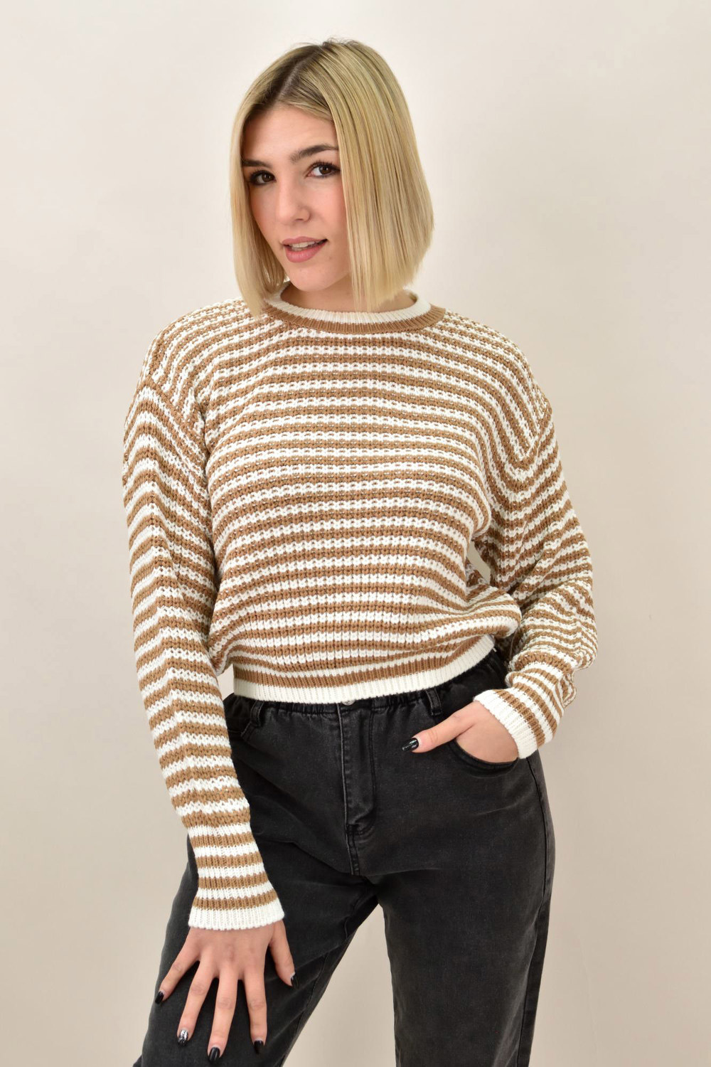 Γυναικεία μπλούζα strickpullover Μπεζ 18695 φωτογραφία