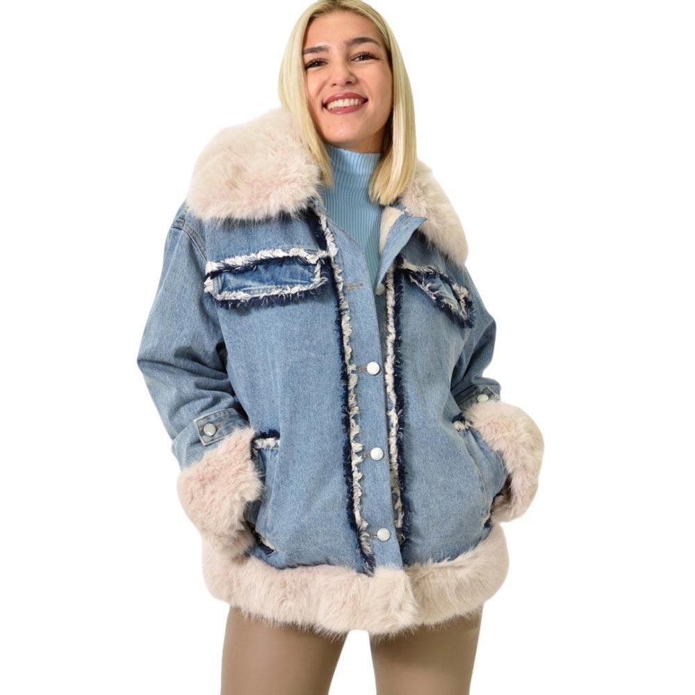 Τζιν μπουφάν με συνθετική Γούνα Τζιν 25876