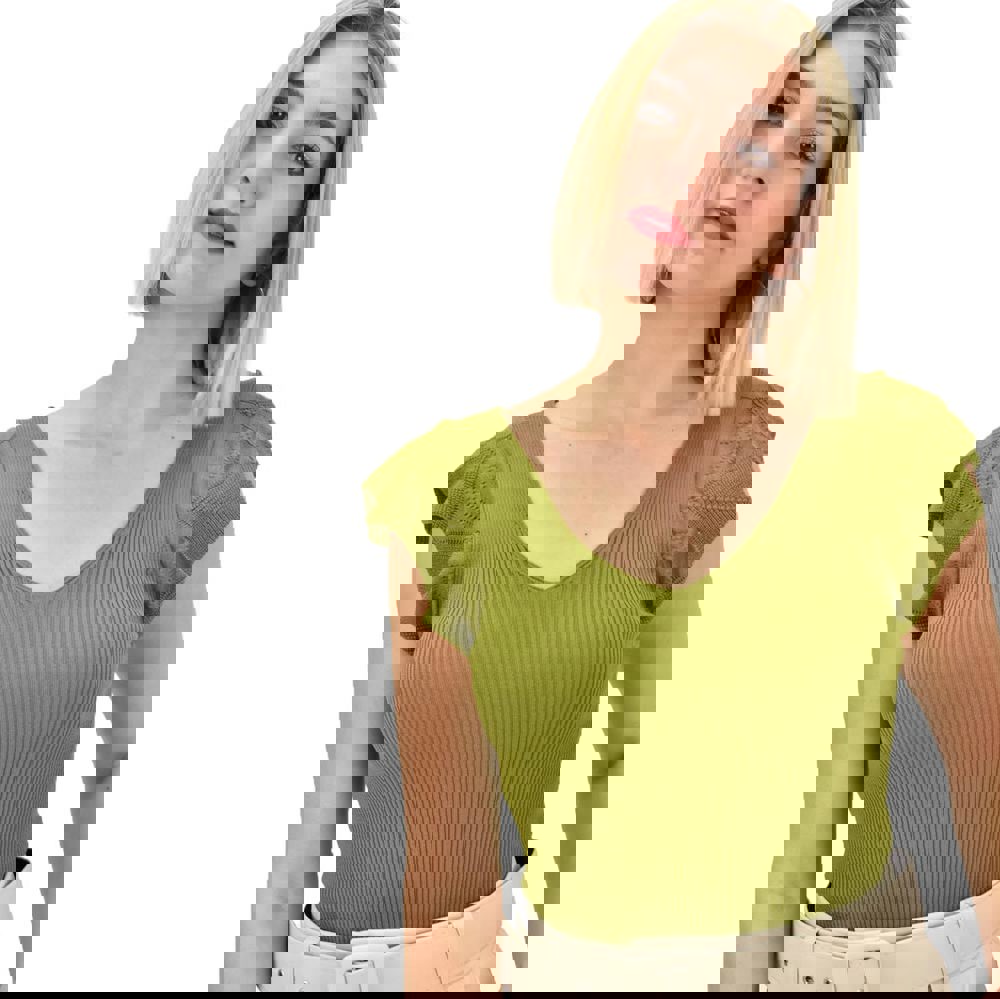 Γυναικείο τοπ με σχέδιο στο μανίκι Λαδί 19193