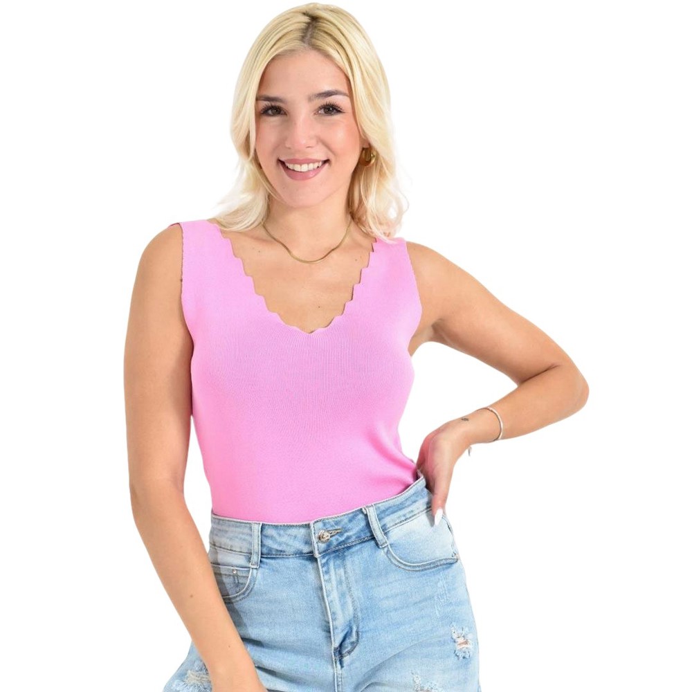 Γυναικείο Plus Size πλεκτό τοπ Ροζ 26605