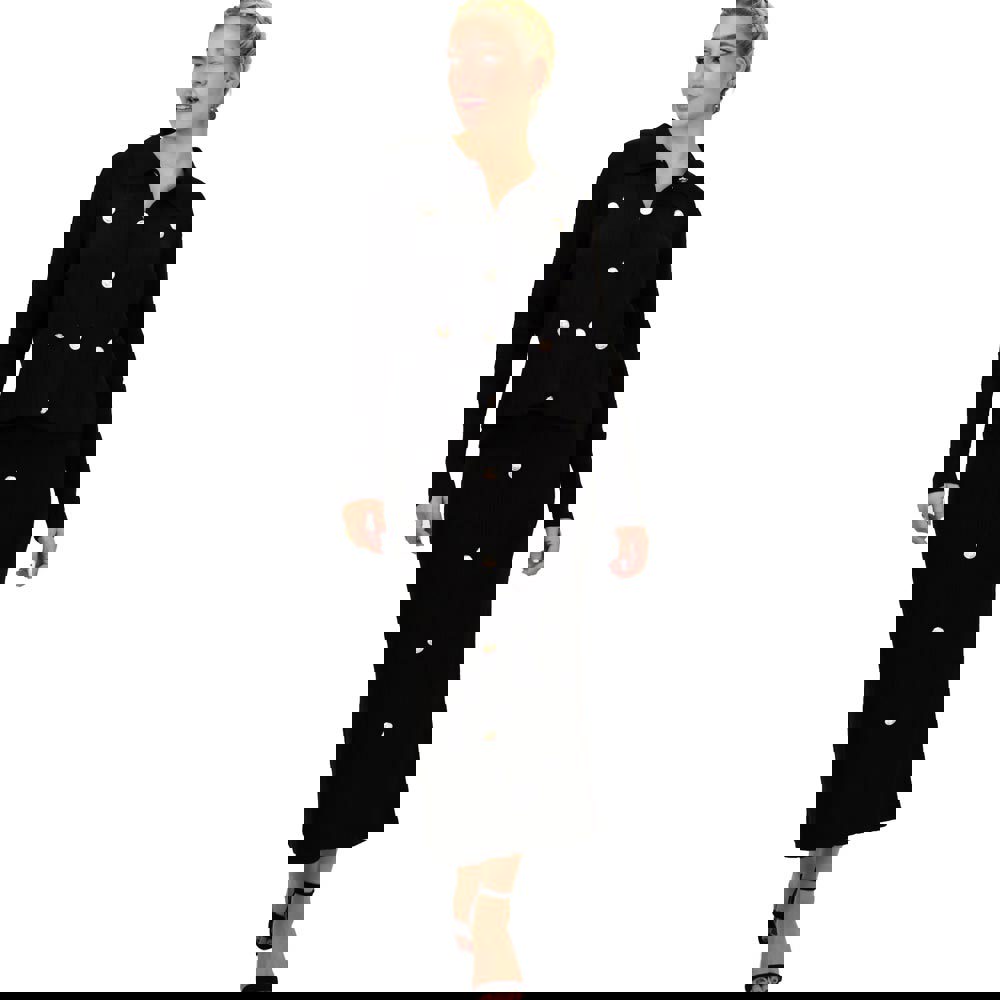 Γυναικείο πλεκτό σετ με κουμπιά Μαύρο 22119