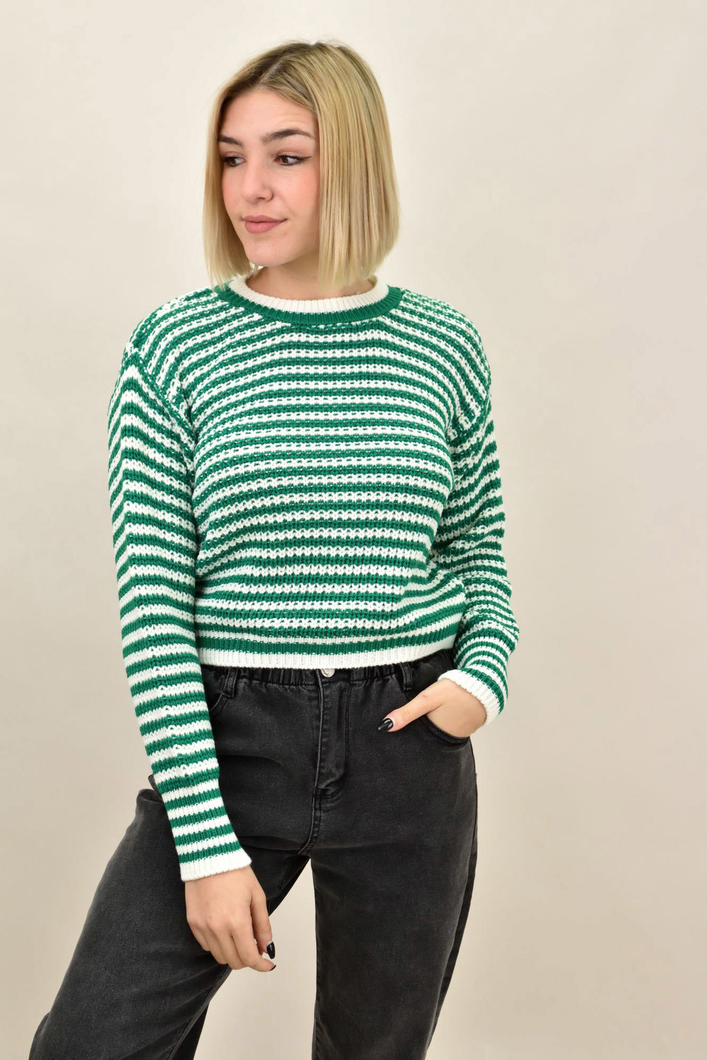 Γυναικεία μπλούζα strickpullover Πράσινο 18697 φωτογραφία