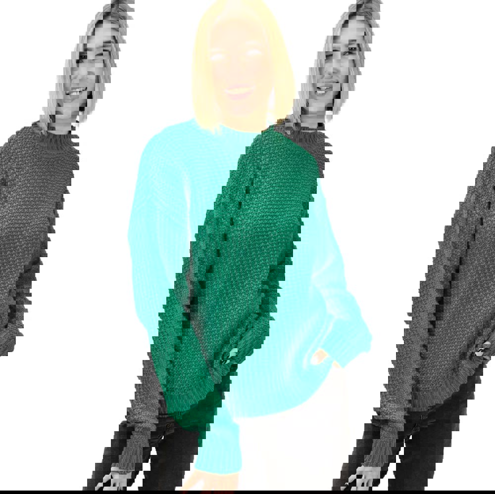 Γυναικείο πουλόβερ μόνοχρωμο Πράσινο 18699