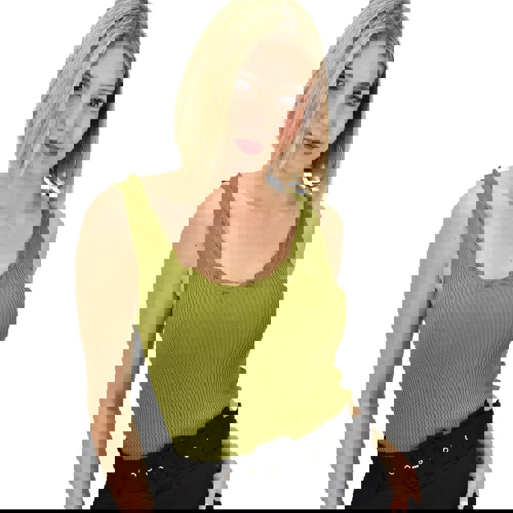 Γυναικέιο πλεκτό τοπ με διάτρητο σχέδιο Λαδί 19191