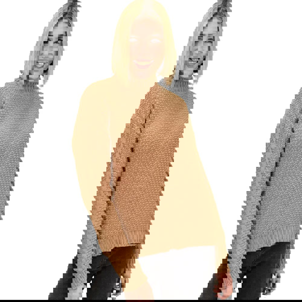 Γυναικείο πουλόβερ μόνοχρωμο Καφέ 18701