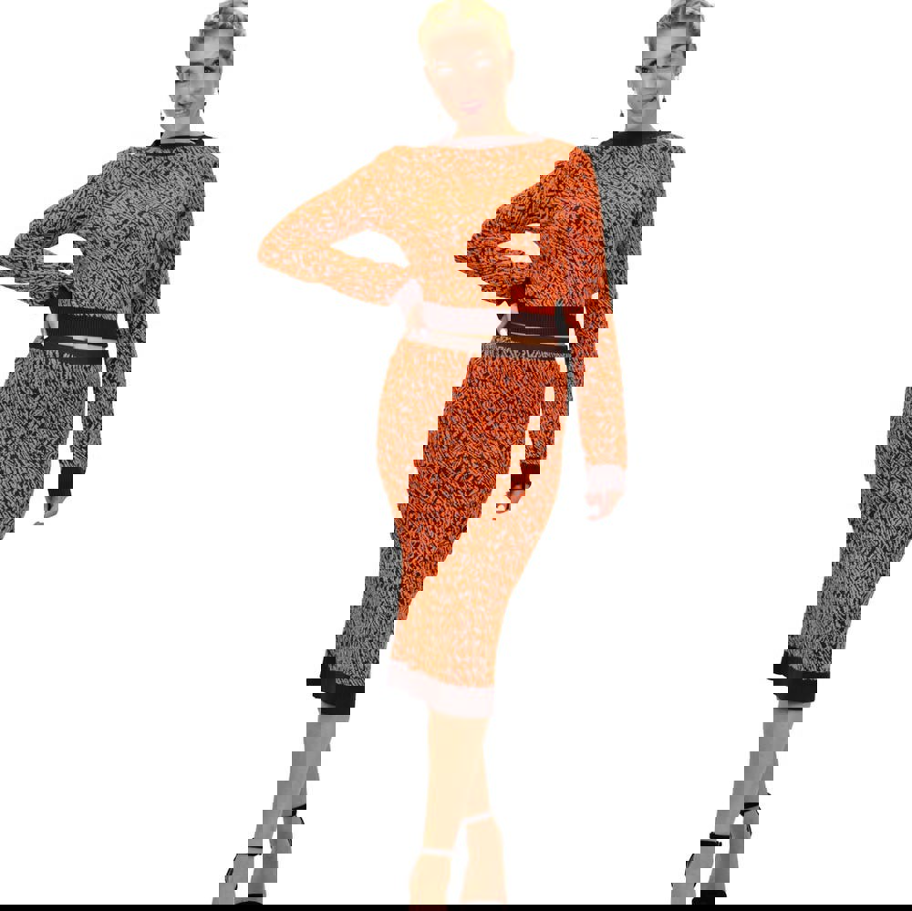 Γυναικείο πλεκτό σετ animal print Πορτοκαλί 22126