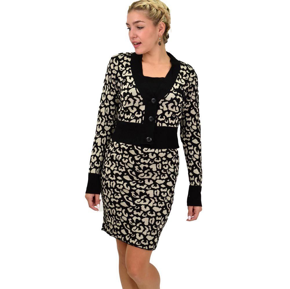 Γυναικείο πλεκτό σετ animal print Μαύρο 22113
