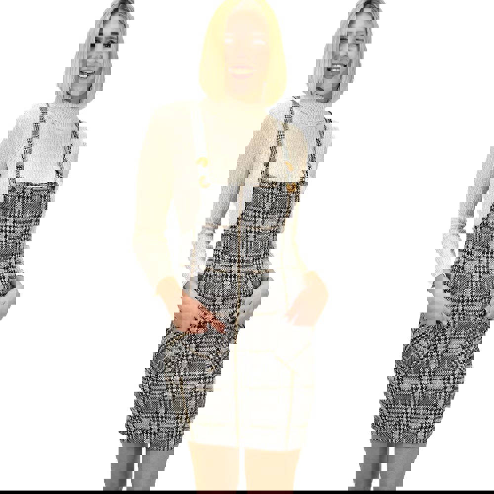 Γυναικεία σετ σαλοπέτα φούστα καρό Γκρι Μπεζ 18710