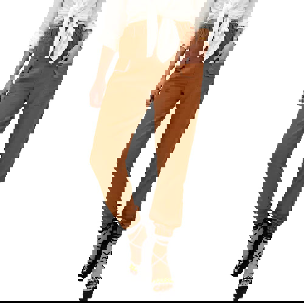 Γυναικείο παντελόνι loose με λάστιχο Καφέ 3073