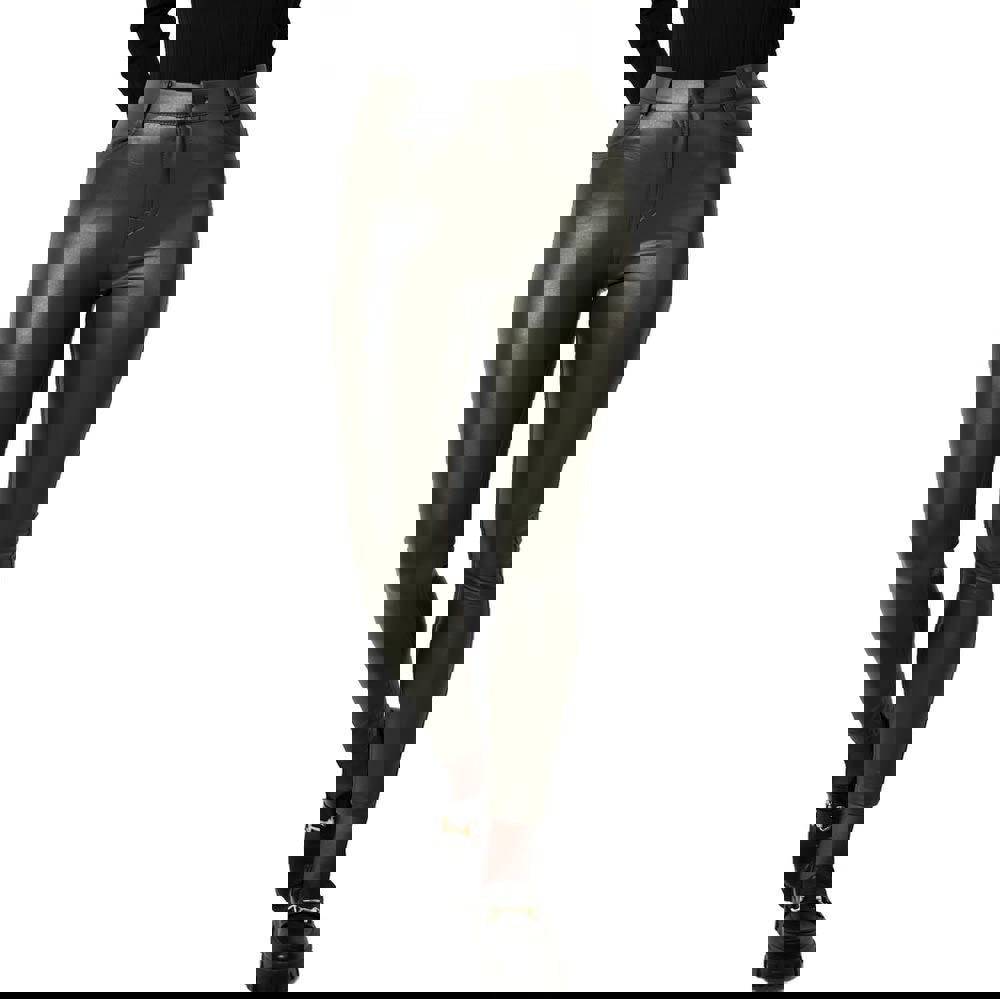 Γυναικείο δερματίνη παντελόνι εφαρμοστό Χακί 22571