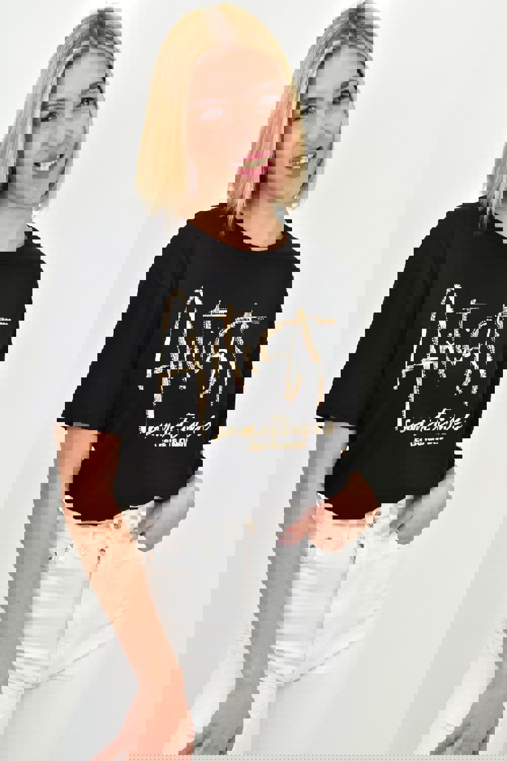 Γυναικείο T-shirt με στρας Artist Μαύρο 19704 φωτογραφία