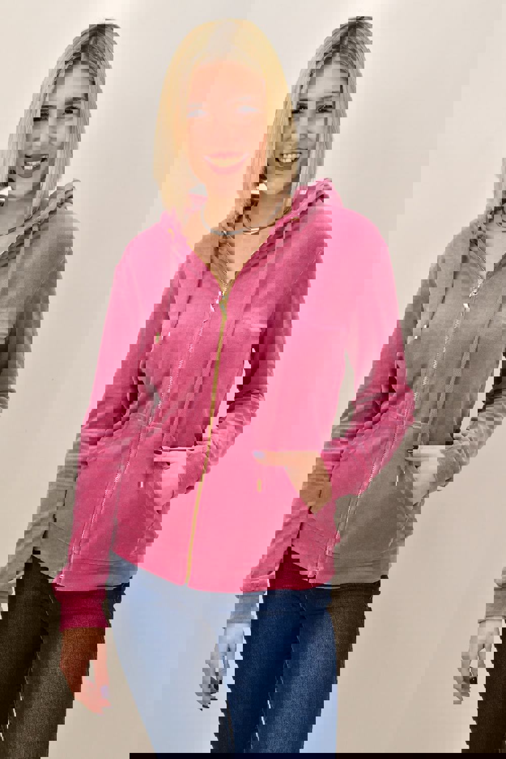 Βελουτέ ζακέτα ροζ Ροζ 18733 φωτογραφία