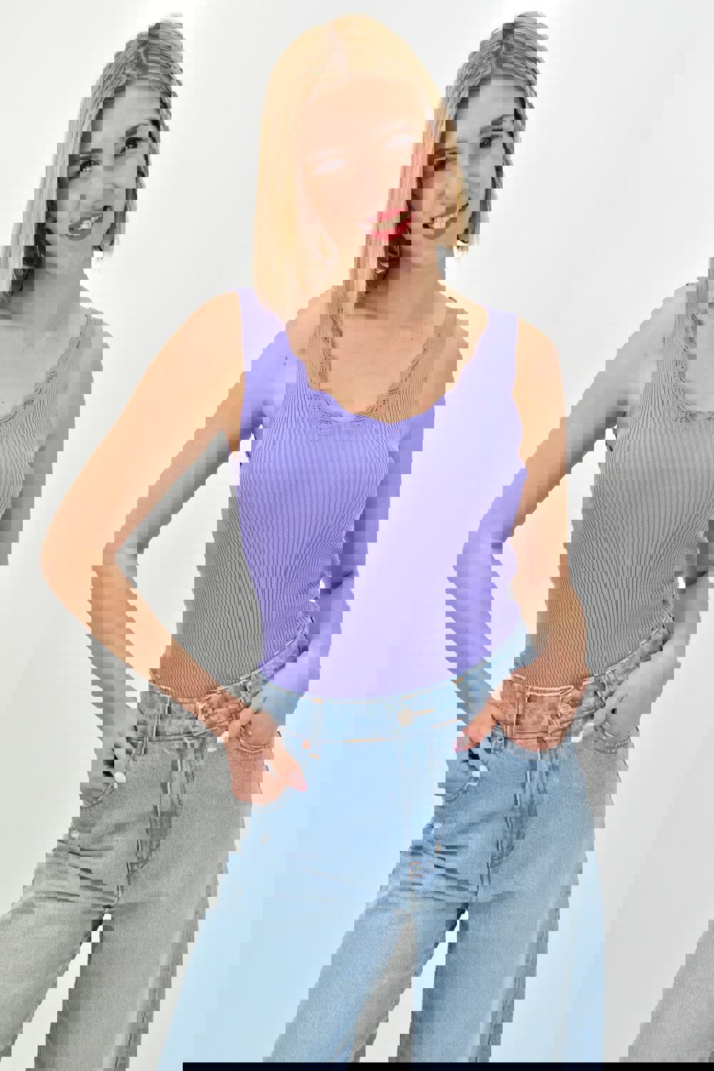 Γυναικέιο πλεκτό τοπ με διάτρητο σχέδιο Λιλά 10231 φωτογραφία