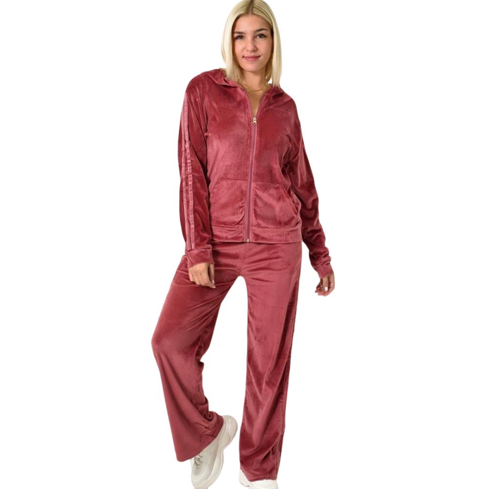 Σετ βελουτέ φόρμα με σχέδιο Ροζ 25922