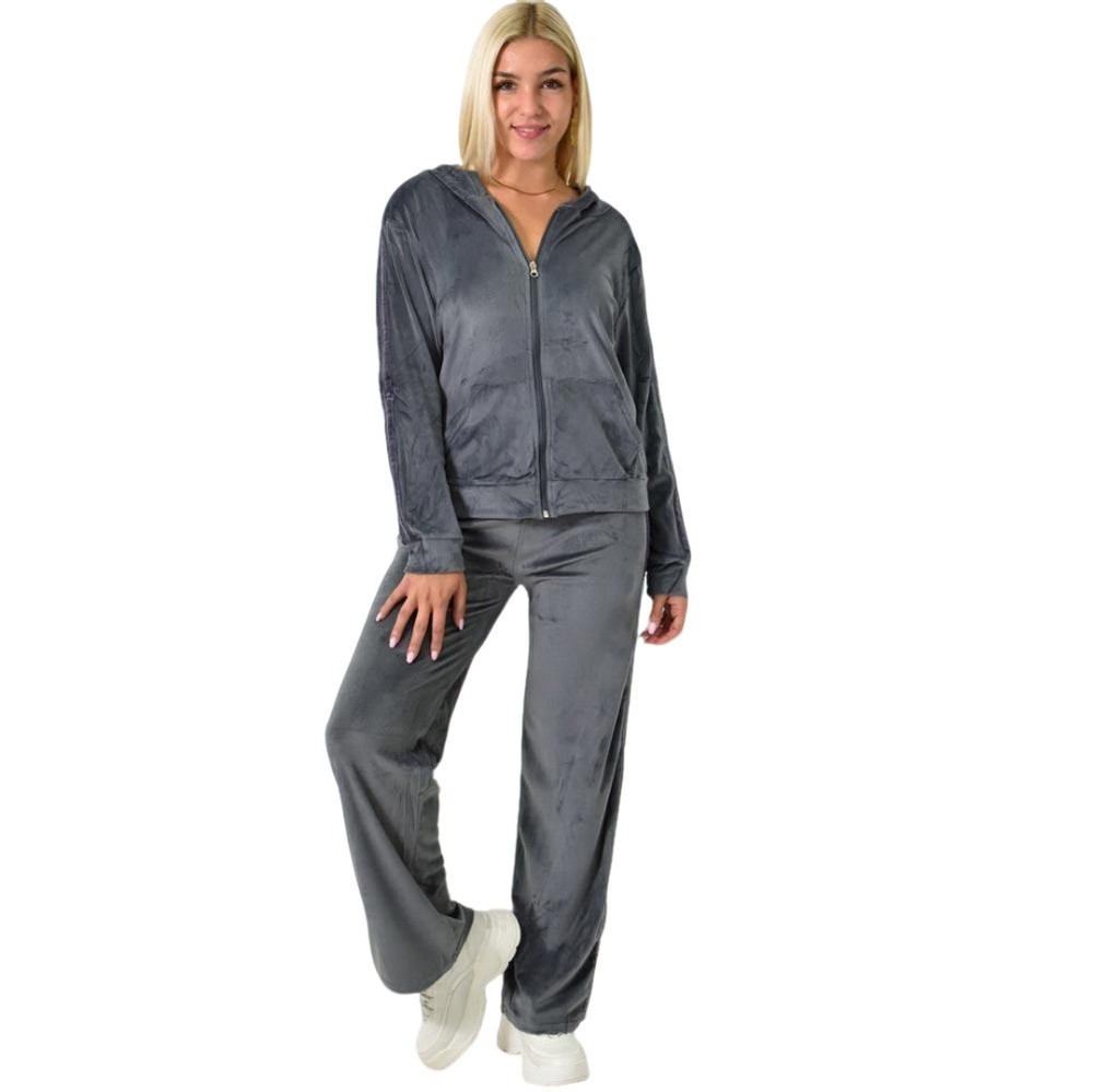 Σετ βελουτέ φόρμα με σχέδιο Ανθρακί 25923