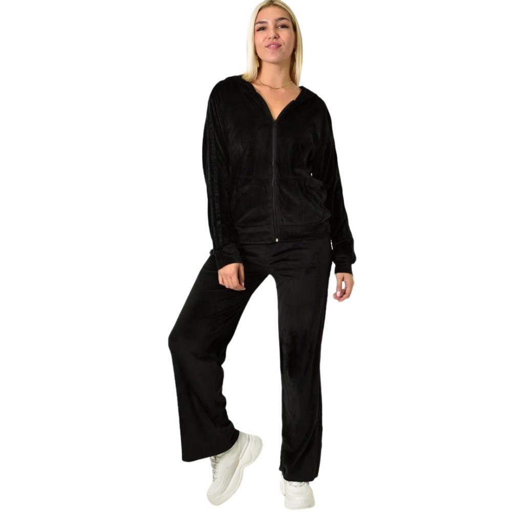 Σετ βελουτέ φόρμα με σχέδιο Μαύρο 25919