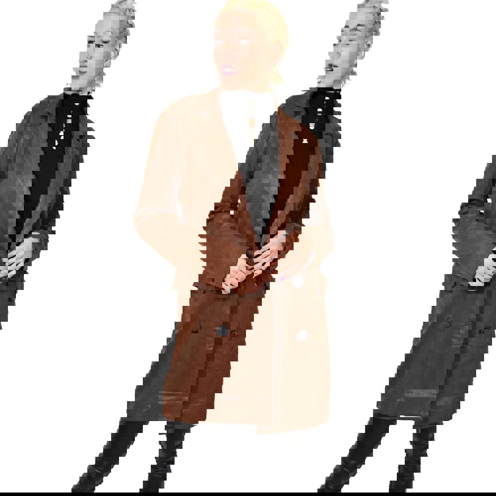 Γυναικείο πανωφόρι ριγέ Καφέ 22472