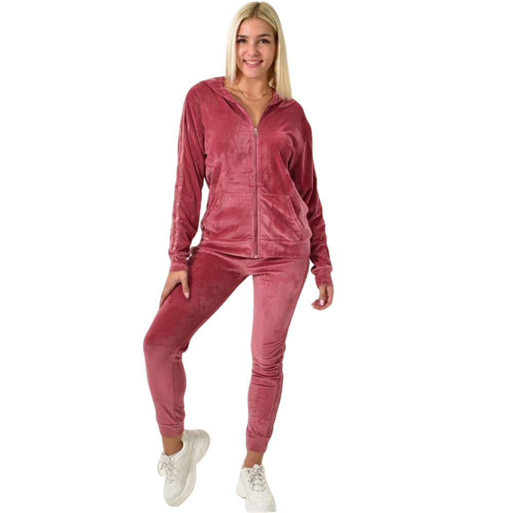 Σετ βελουτέ φόρμα με σχέδιο Ροζ 25908