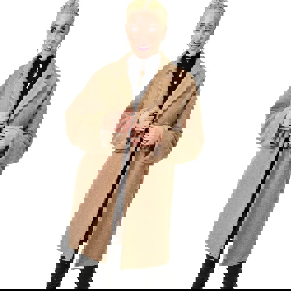 Γυναικείο παλτό μονόχρωμο Μπεζ 22479