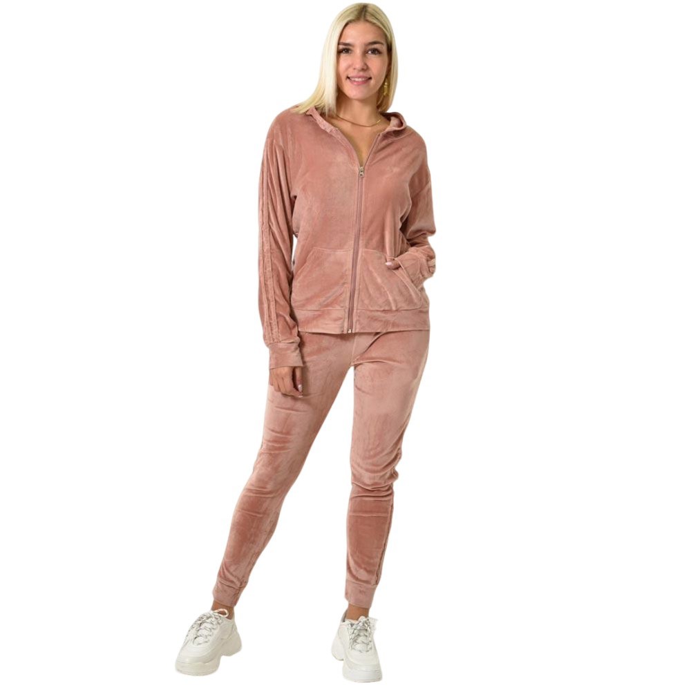 Σετ βελουτέ φόρμα με σχέδιο Απαλό Ροζ 25909