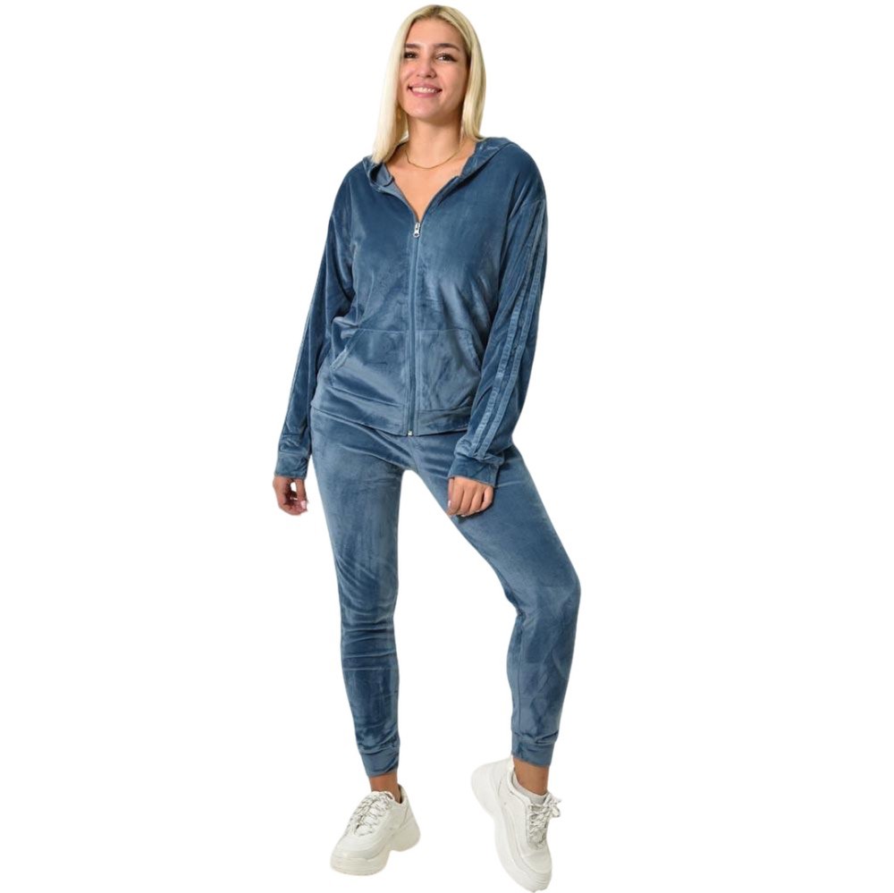 Σετ βελουτέ φόρμα με σχέδιο Γαλάζιο 25910