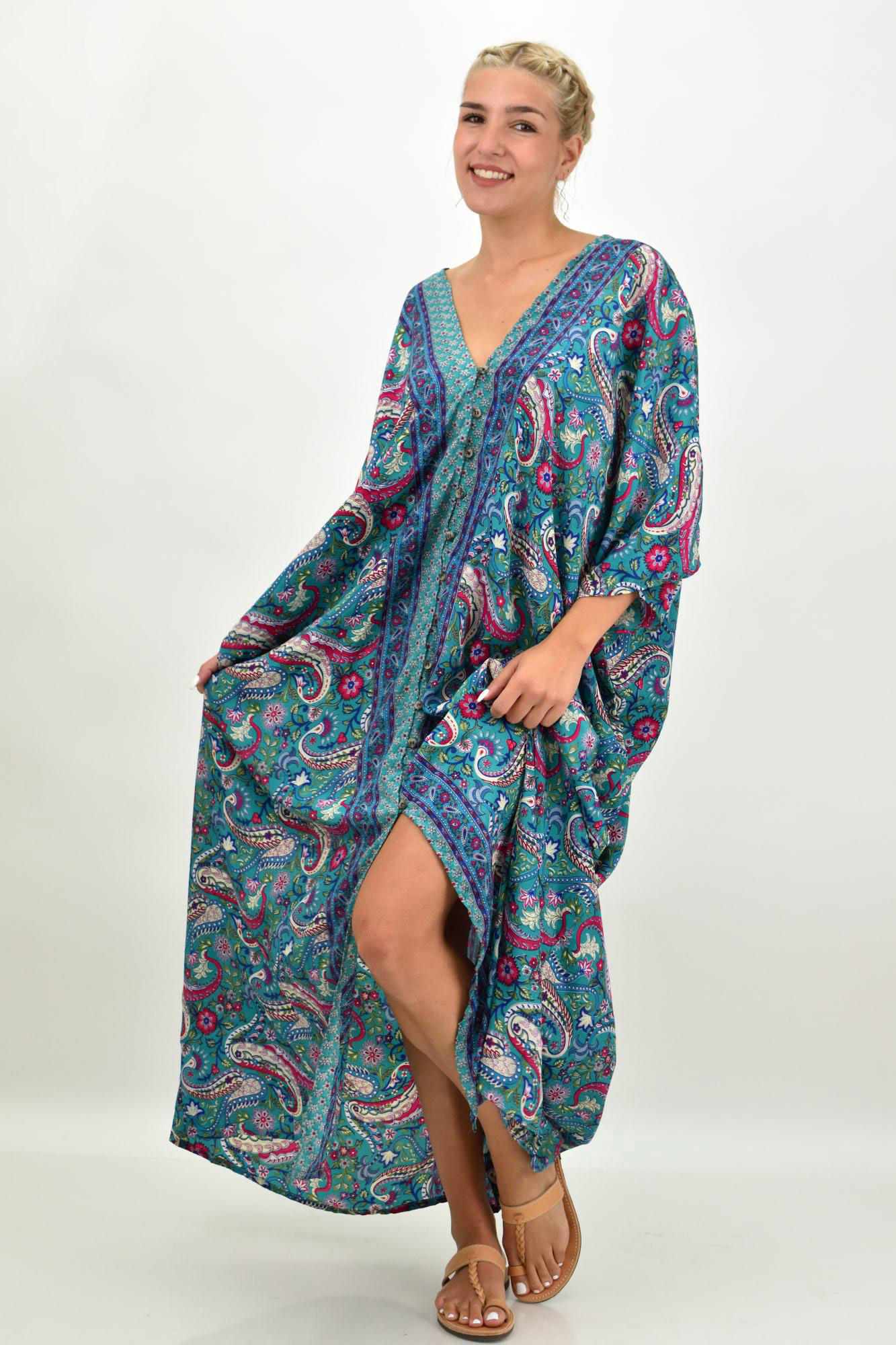 Γυναικείο μεταξωτό boho plus size Βεραμάν 21654