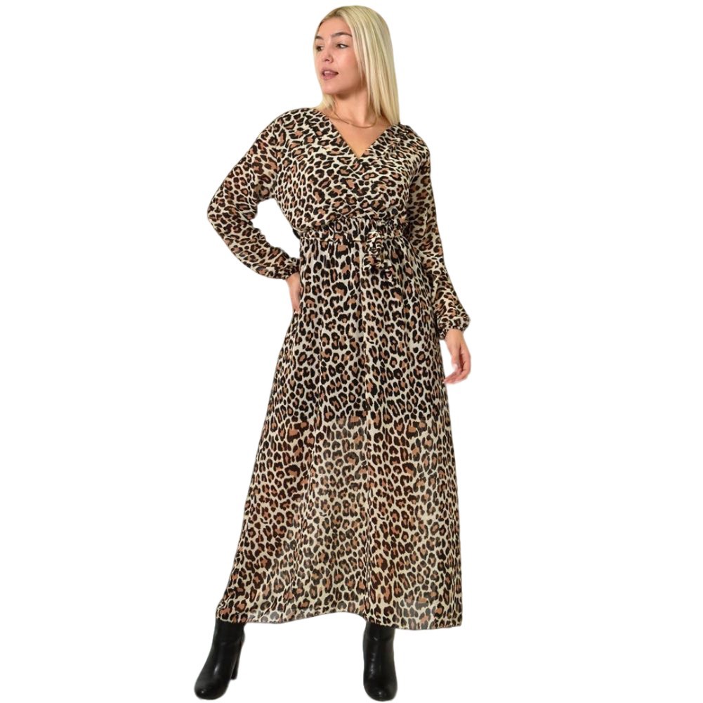 Μίντι φόρεμα με μοτίβο κρουαζέ Animal Print 26016