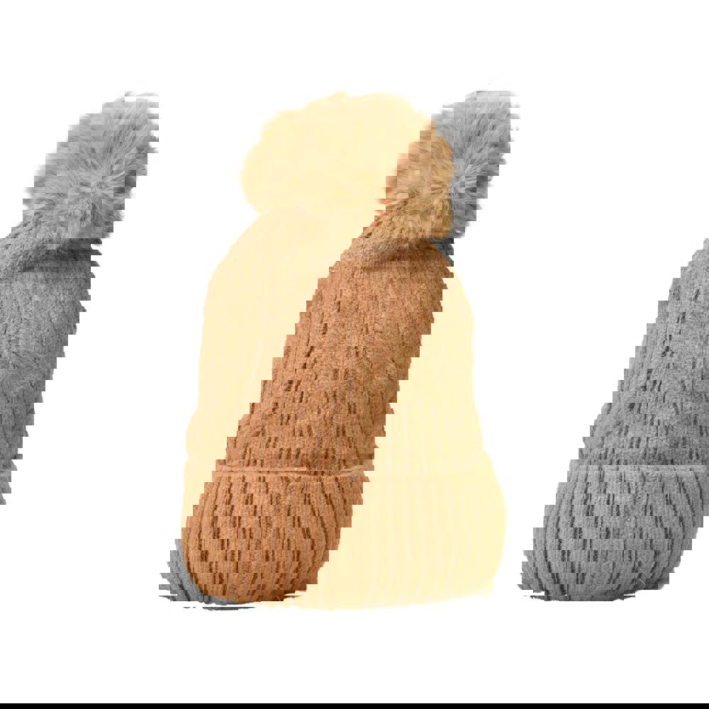 Γυναικείο σκουφί με φούντα και σχέδιο Μπεζ 22660