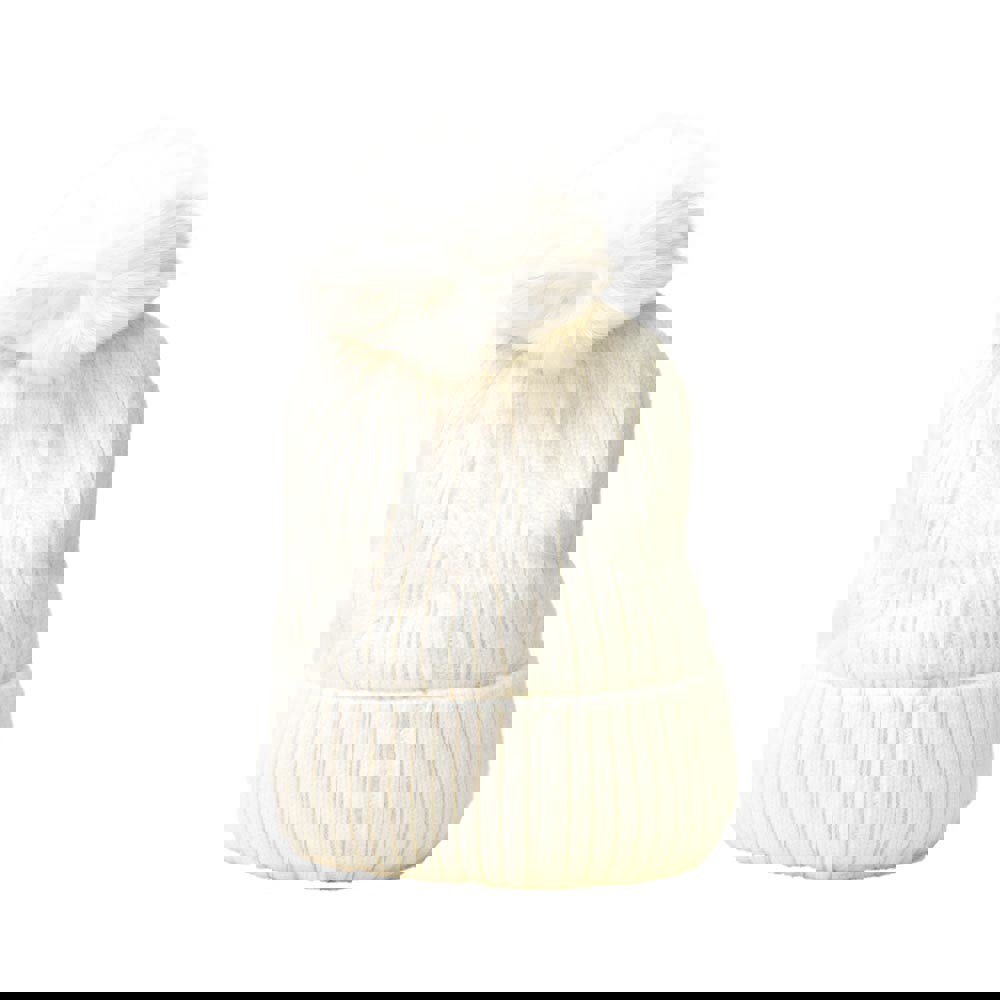 Γυναικείο σκουφί με φούντα και σχέδιο Λευκό 22672