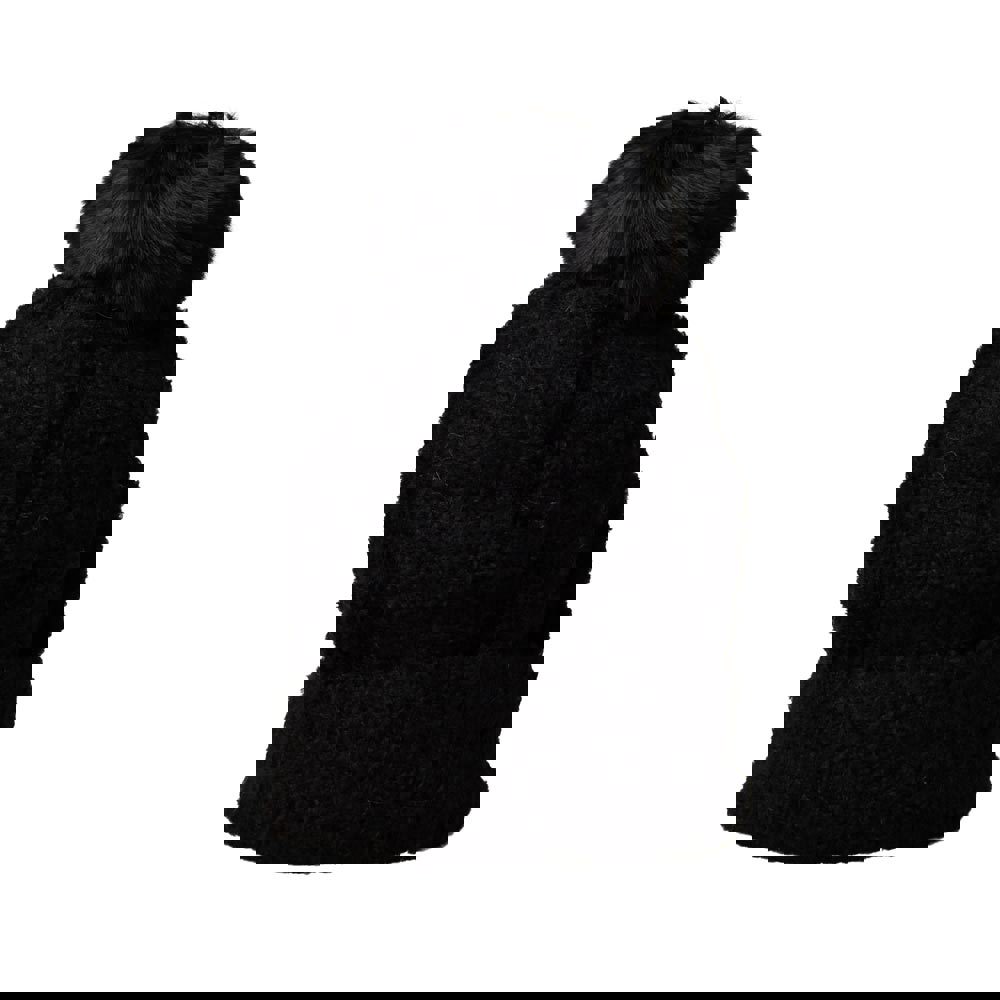 Γυναικείο σκουφί με φούντα χνουδωτό Μαύρο 22694