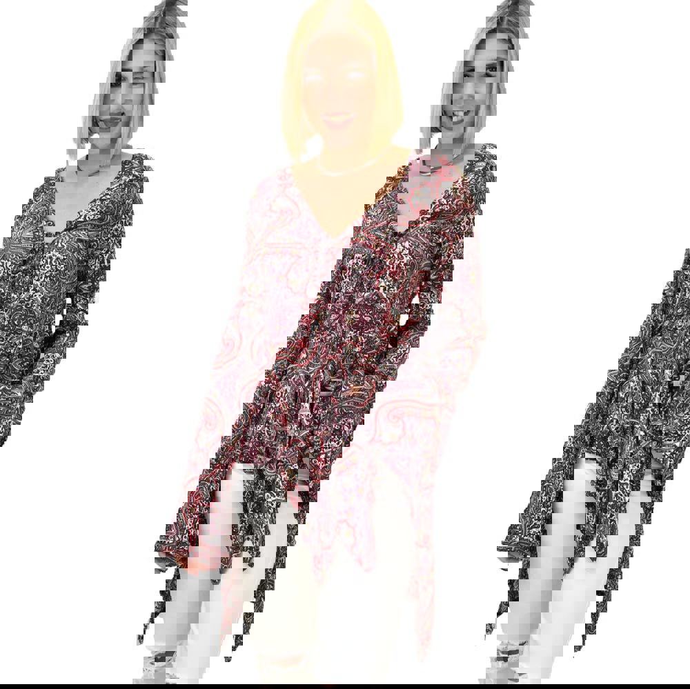 Γυναικέια ζακέτα με μύτες Μπορντώ 7159