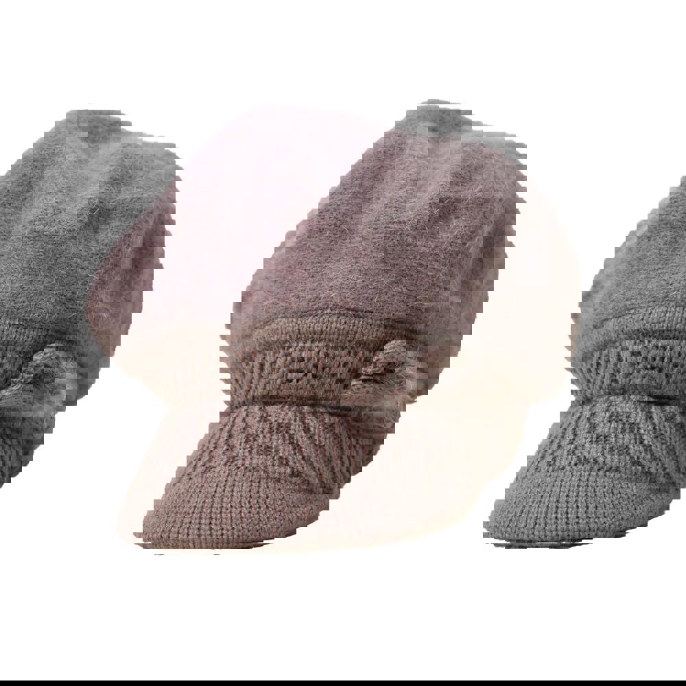 Potre OR Γυναικείο πλεκτό καπέλο με γείσο και φουντάκι Πούρο 22741