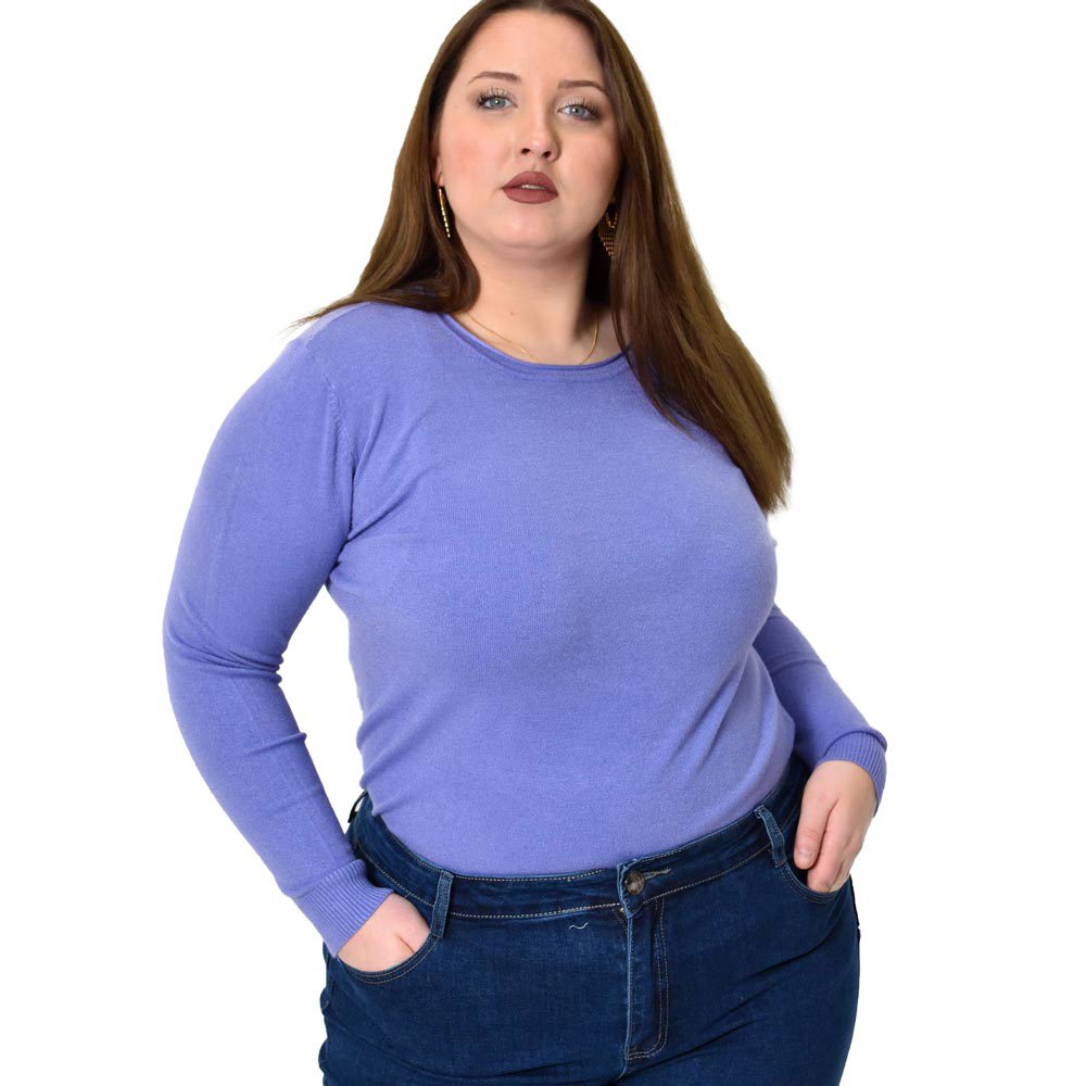Πλεκτή basic μπλούζα plus size Μωβ 22773