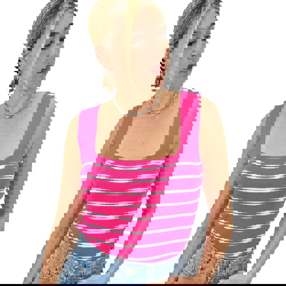 Γυναικείο τοπ με ρίγες Φούξια 19984