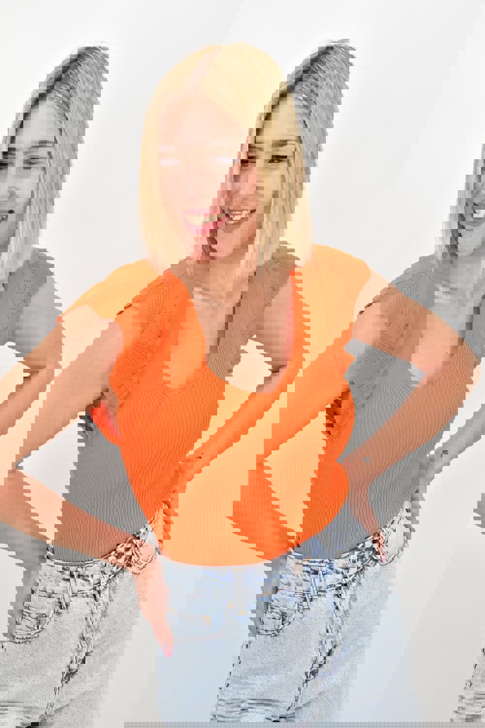 Γυναικείο τοπ με σχέδιο στο μανίκι Πορτοκαλί 19402 φωτογραφία