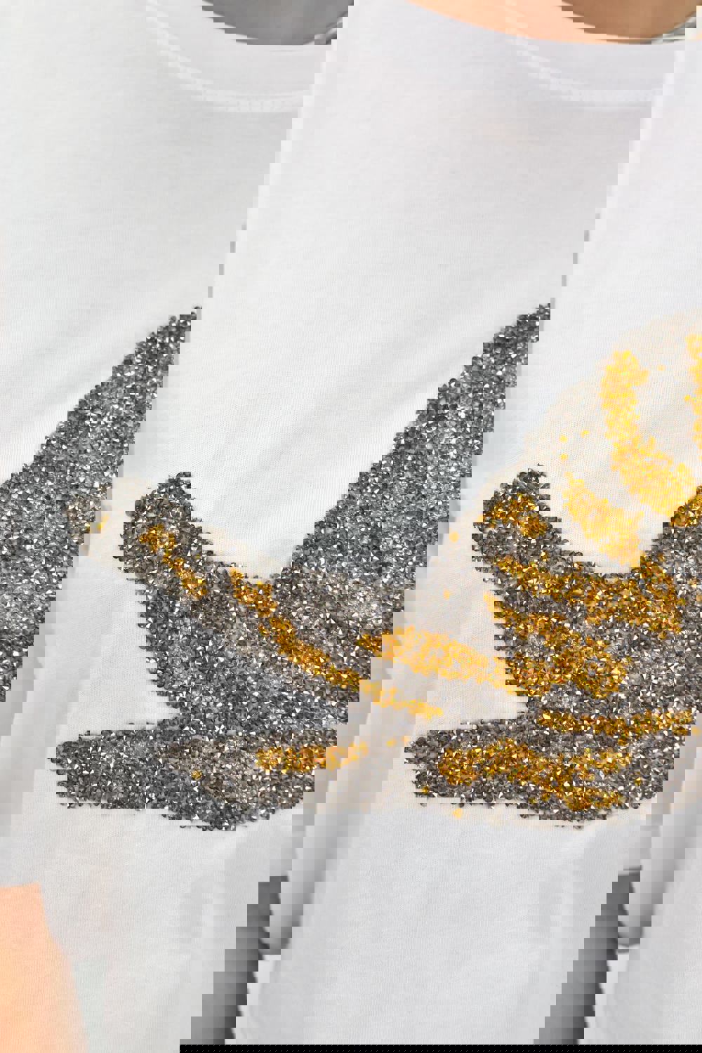 Γυναικείο T-shirt με στρας σε διχρωμία Λευκό 20023 φωτογραφία