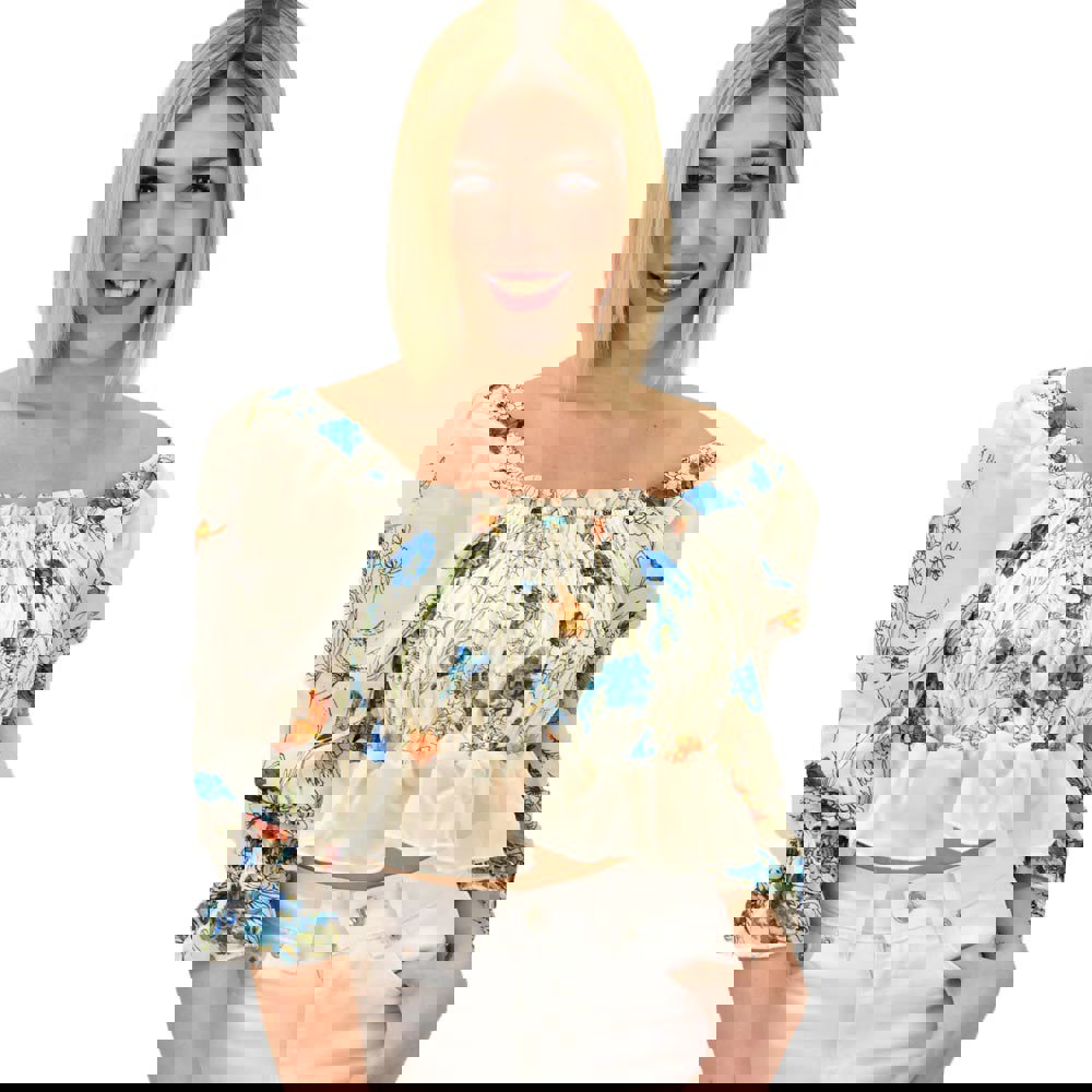 Γυναικείο τοπ με ημιδιαφανές μανίκια Μπεζ 11581