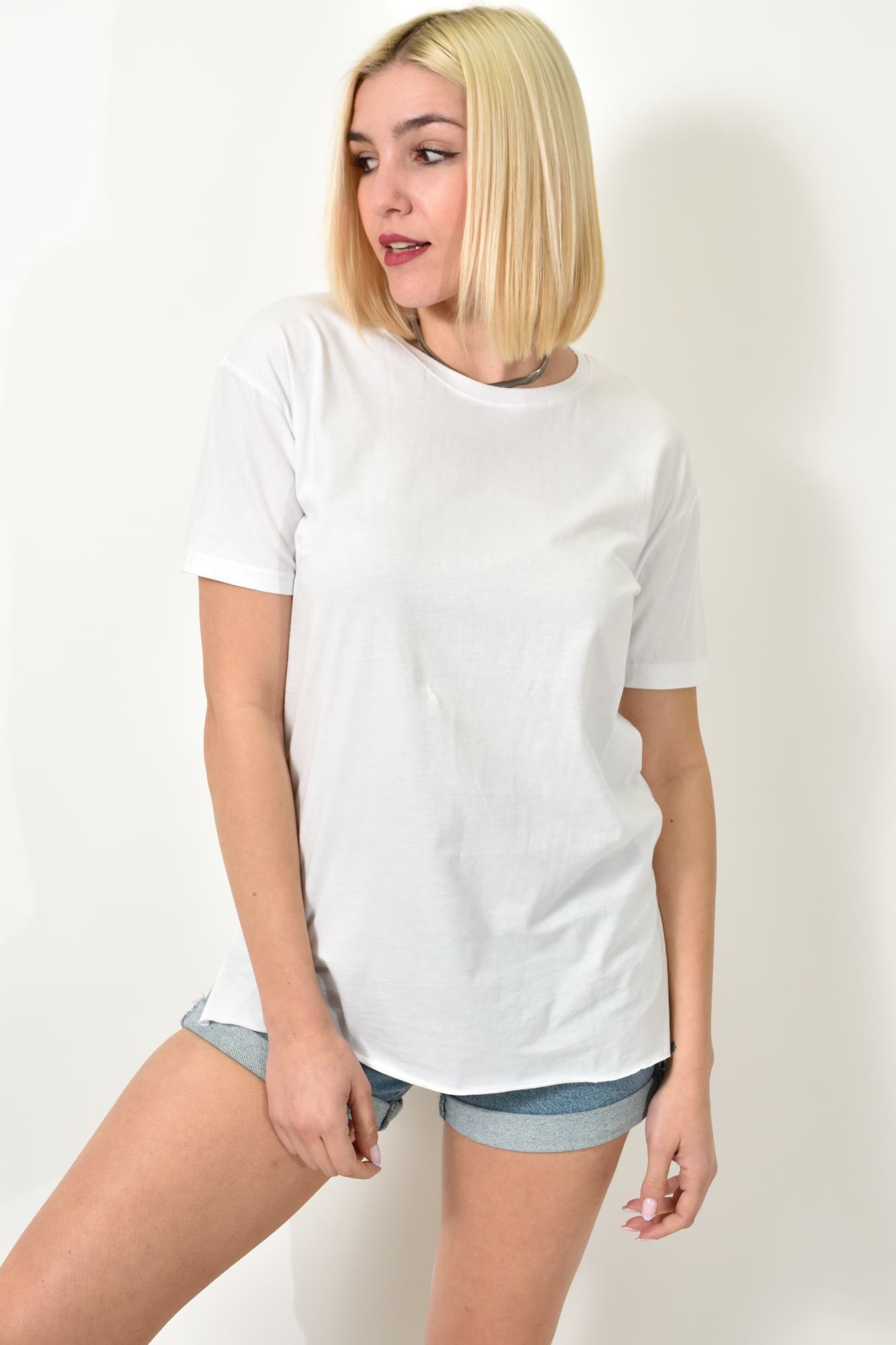 T-shirt μονόχρωμο oversized Λευκό 23555
