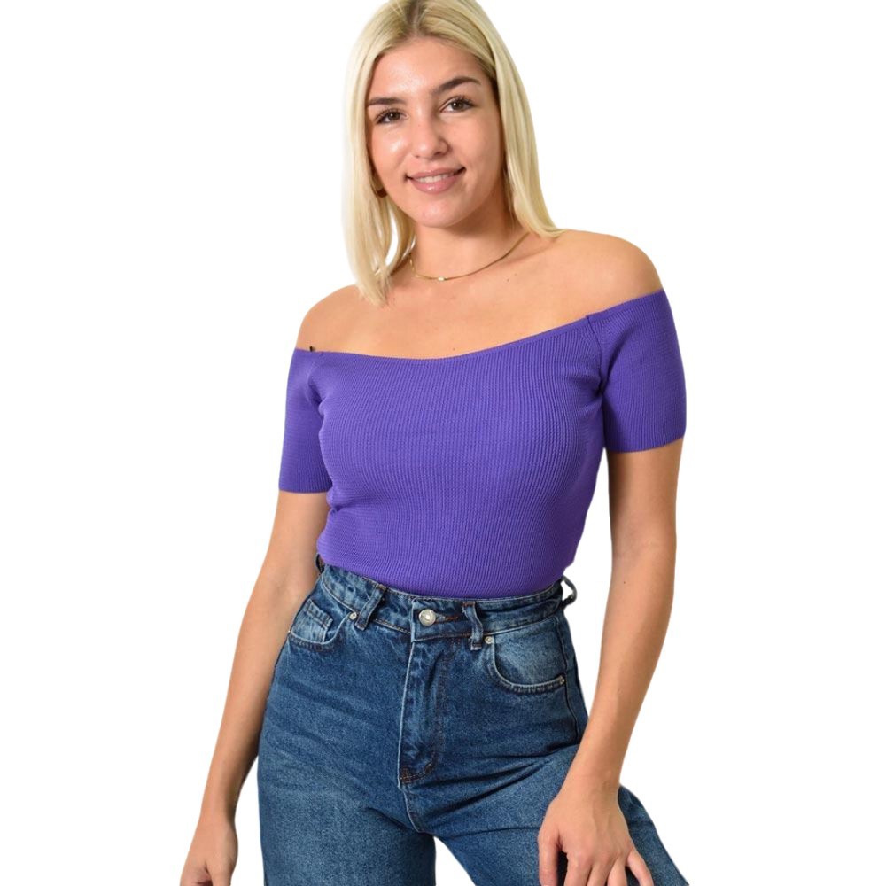 Τοπ με ακάλυπτο ώμο Μωβ 25973