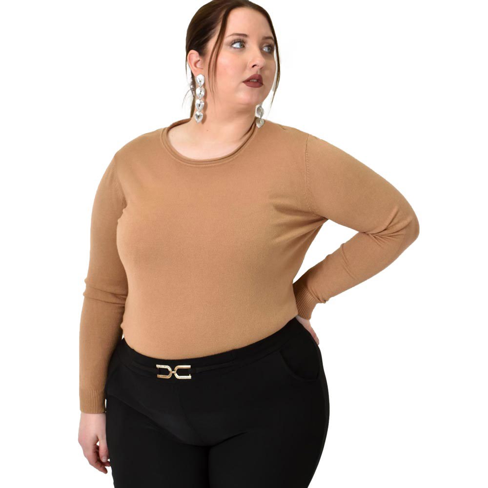 Πλεκτή basic μπλούζα plus size Ταμπά 22758