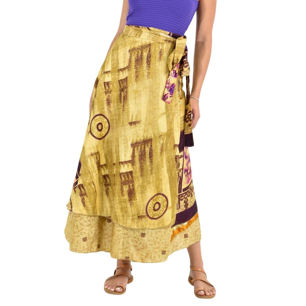 Μακριά Φούστα Boho με Εμπριμέ Σχέδια Μπεζ 26791