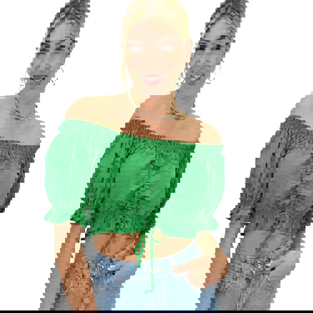 Γυναικείο crop τοπ μονόχρωμο Πράσινο 15834