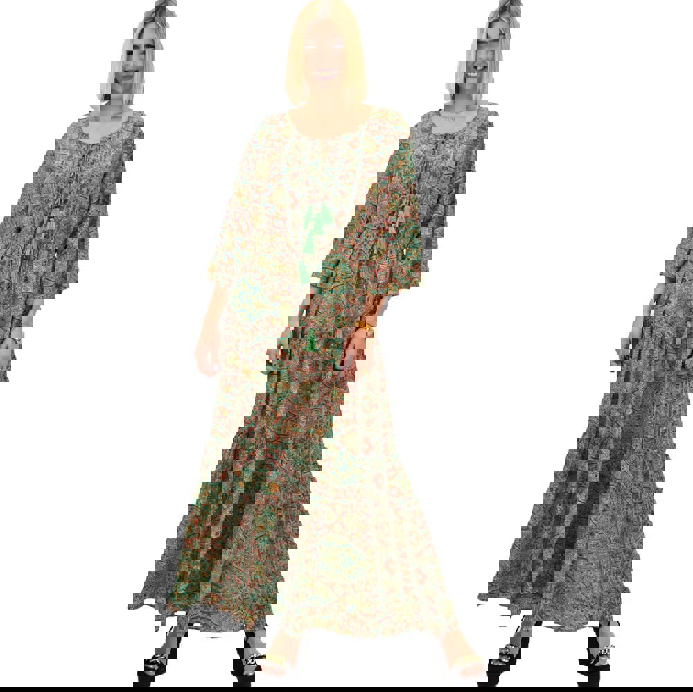 Γυναικείο μεταξωτό boho φόρεμα με βολάν Ροζ 20553